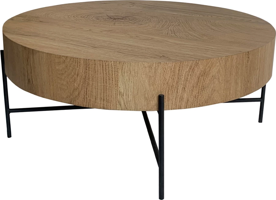 Tavolinë kafeje Madera, natyrale e zezë, 80x80x36cm