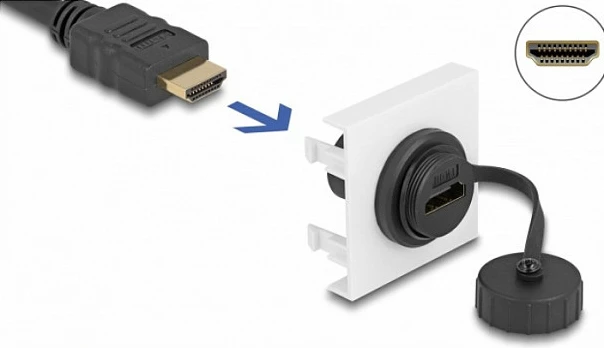 Modul HDMI DeLOCK Easy 45, 45x45 mm, HDMI Female-Female, 4K HDR, Bardhë/Zeza