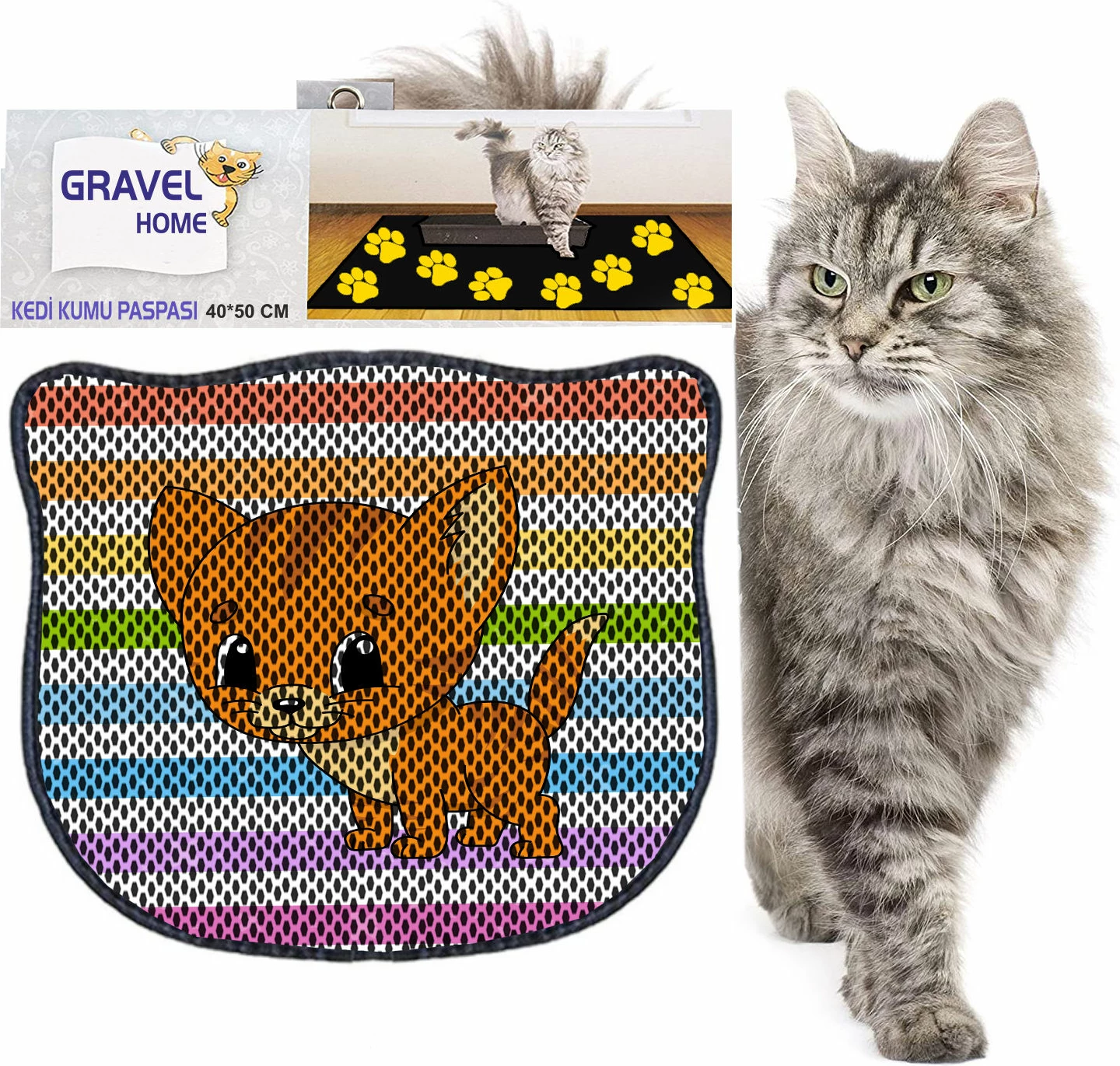 Tapet për rërë mace, shumëngjyrësh, Paws & Whiskers, Kdkafa0239, 40x50cm