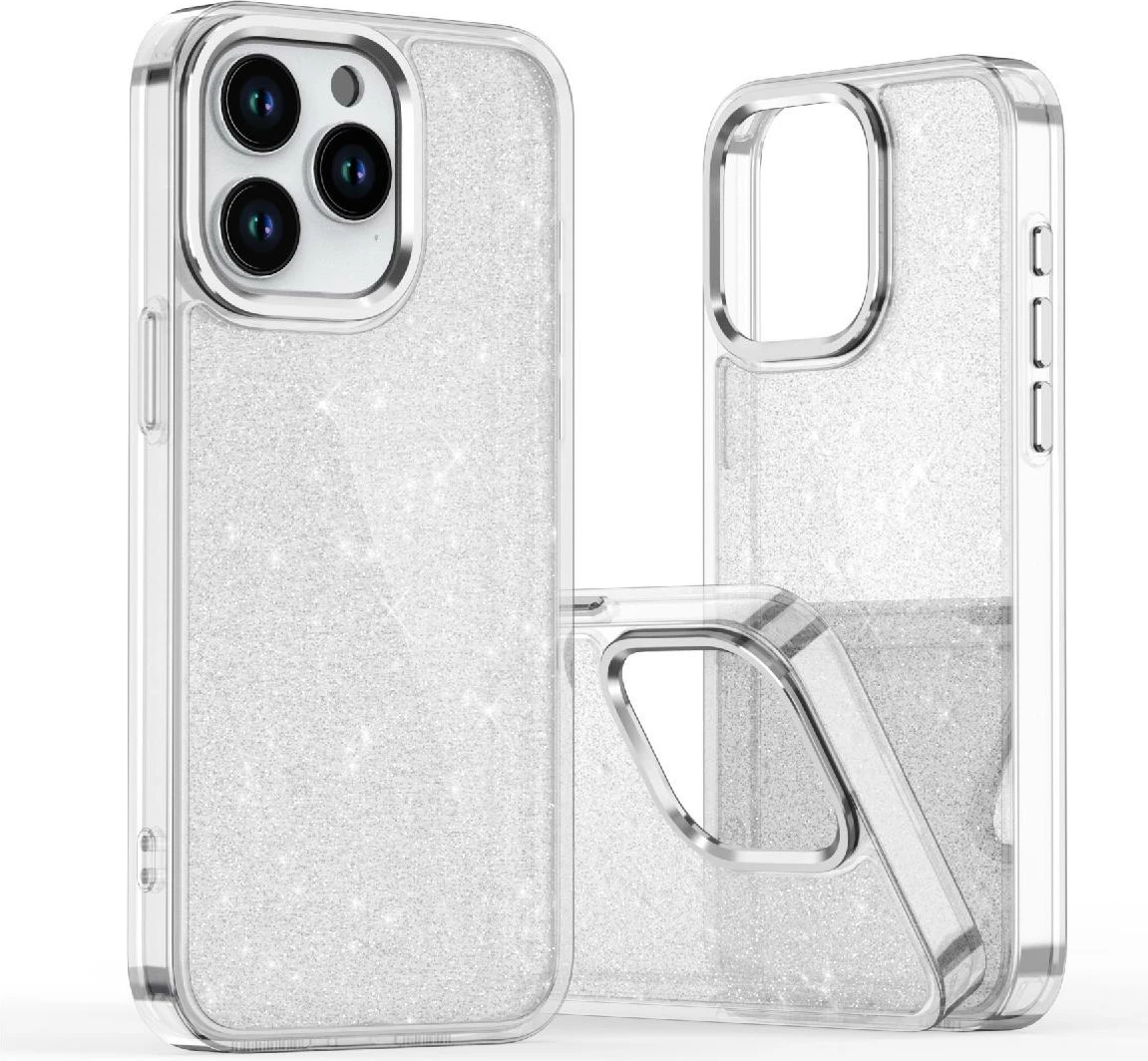 Mbështjellës Hurtel Glitter Case për iPhone 16 Pro Max, transparent me shkëlqim