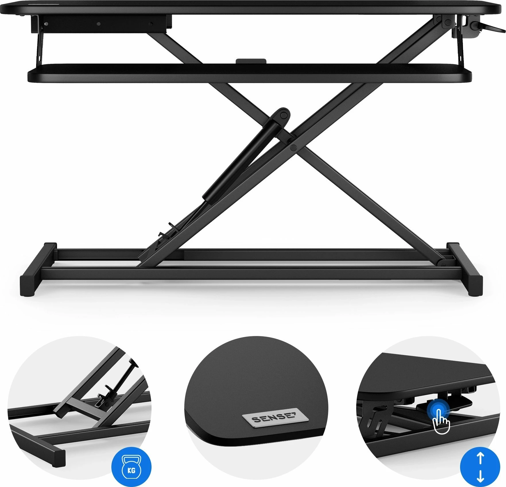 Konvertues tavoline zyre SENSE7 Office Converter 81 x 40 cm, rregullim lartësie 12.5-49 cm, i zi