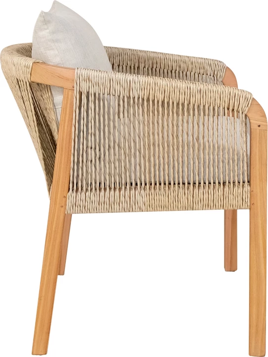 Karrige Clarin, skelet dru teak dhe litar pe, ngjyrë natyrale, 55x65x73cm