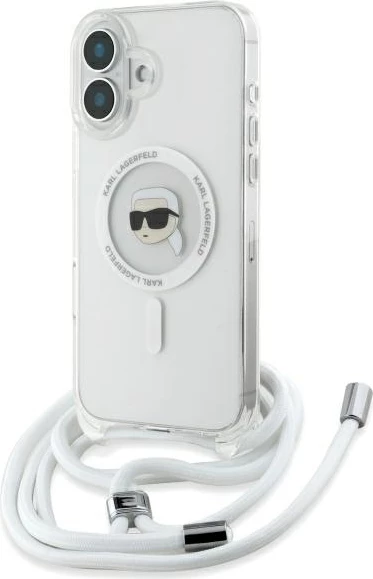 Mbështjellës Karl Lagerfeld Crossbody IML Karl Head MagSafe për iPhone 16, Transparent