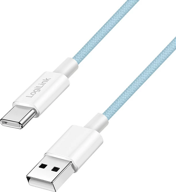 Kabllo USB LogiLink USB-A në USB-C, 0.5 m, 60W, 480 Mbps, najlon, e kaltër