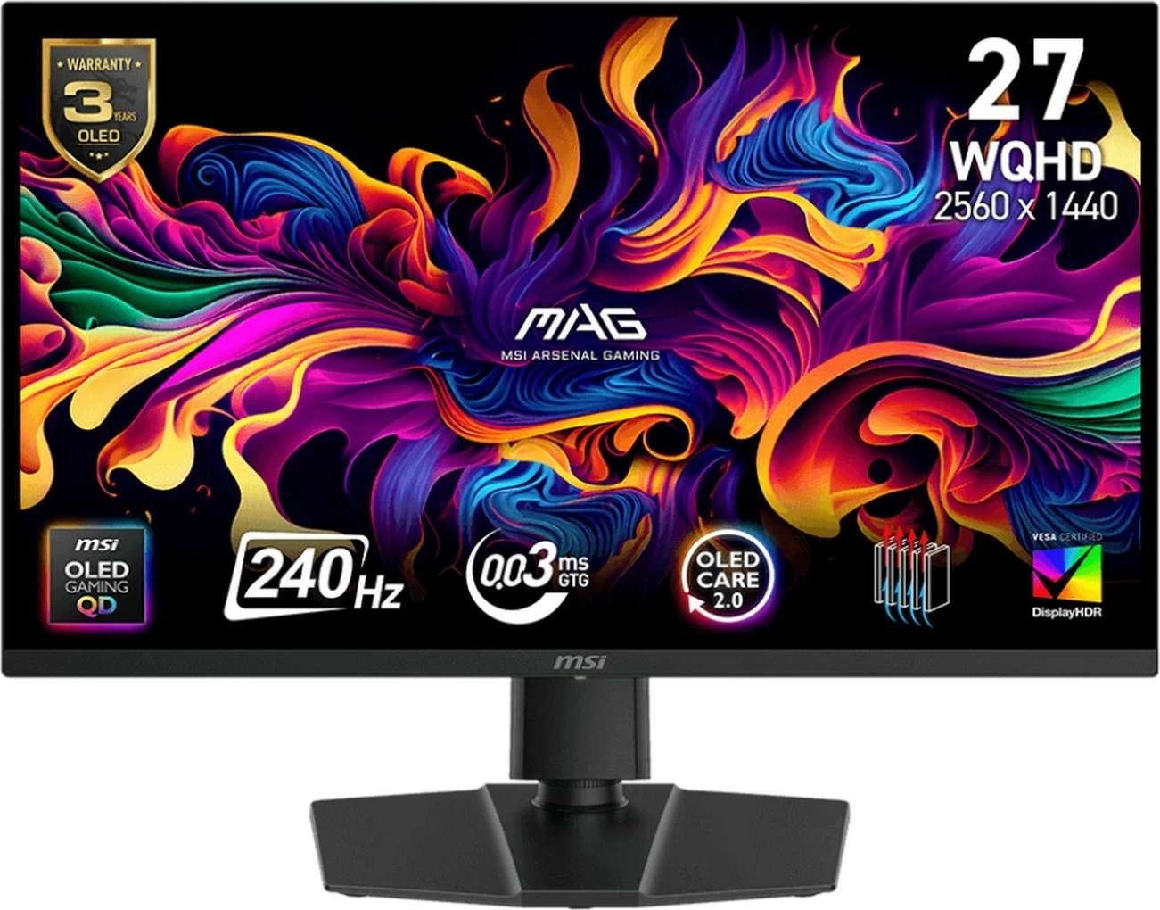 Monitor MSI MAG 273QP QD-OLED X24, 26.5", QHD, 240Hz, QD-OLED, e zi