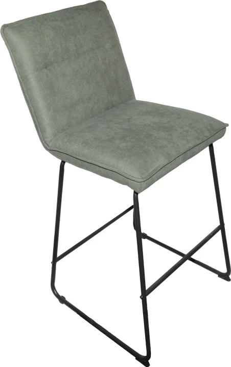 Karrige për bar Essential, stof chaki, këmbë metalike të zeza, 53x64.5x107cm, set prej 4 copash