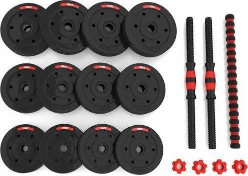 Set hantla HMS SGP20 2 x 10 kg, me lidhës për shtangë, bituminoze, e zezë, set 2 copë