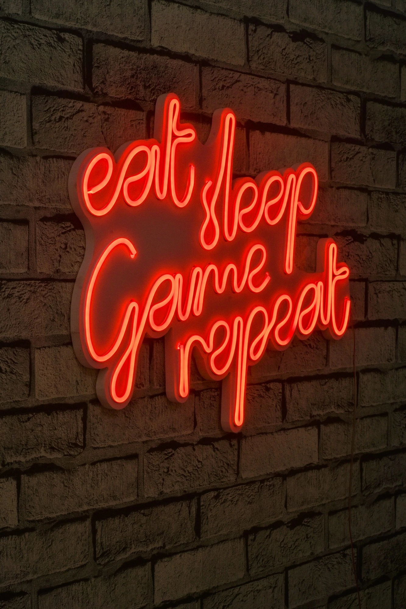Dritë dekorative LED plastike, e kuqe, eat sleep game repeat