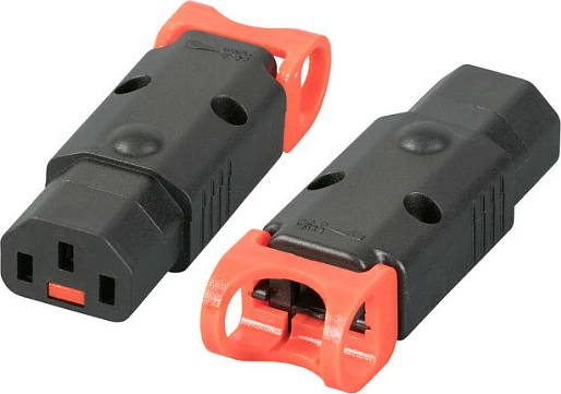 Lidhës rryme EFB Elektronik IEC-Lock+ C13, femër, 3-pin, i zi