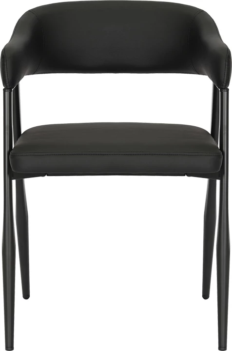 Fotel Sezan, lëkurë PU e zezë, këmbë metalike, 56x55x78cm