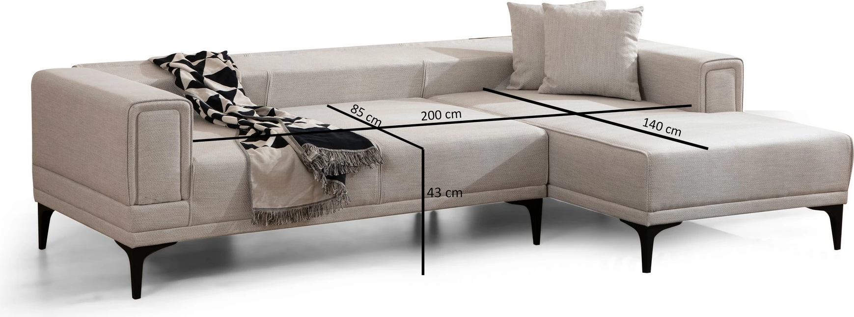 Kënd-sofë krevate Atelier del Sofa, Horizon, kënd i djathtë, ngjyrë ecru