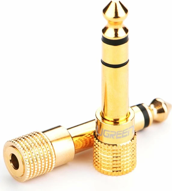 Adapter audio Ugreen 3.5 mm mini jack në 6.3 mm jack, i artë