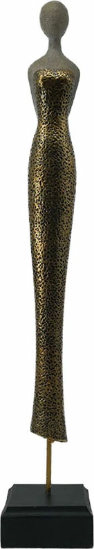 Figurë dekorative, polirezine, ngjyrë bezhë, ari, e zezë, 7x7x46cm