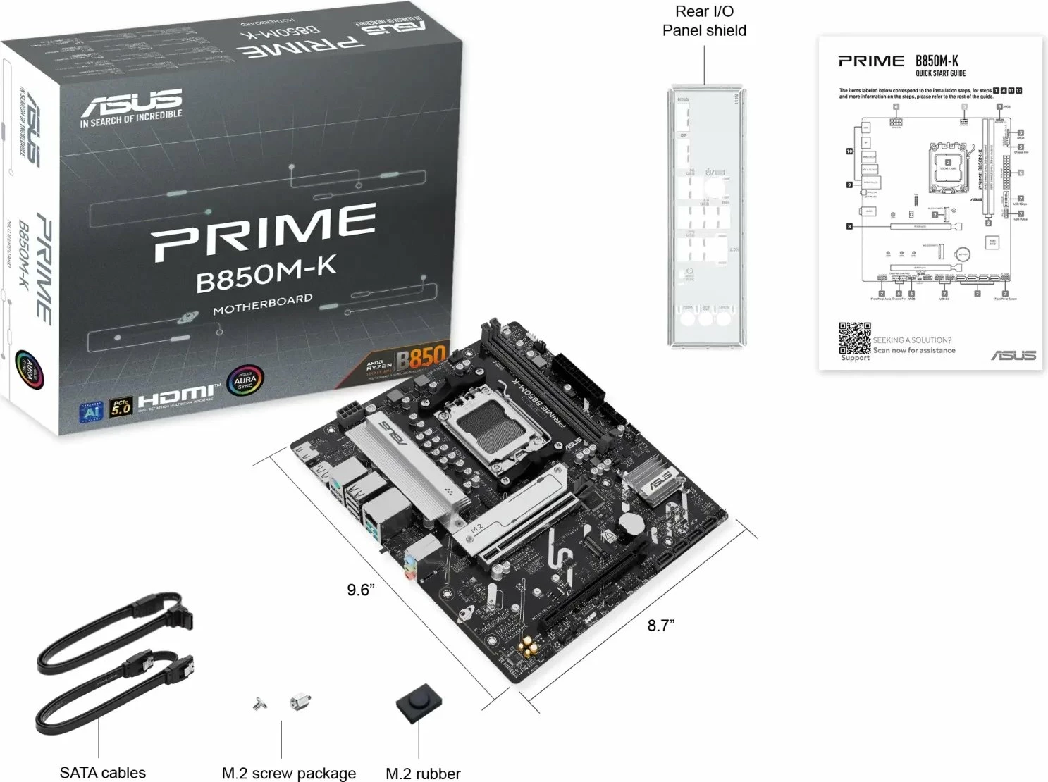 Pllakë amë Asus PRIME B850M-K, AM5, Micro ATX, DDR5 deri 128GB