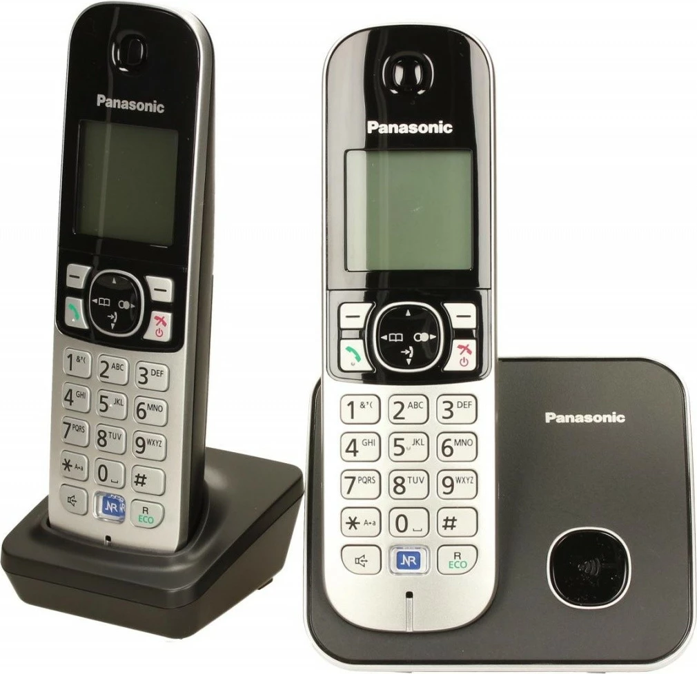 Telefon pa kabllo Panasonic KX-TG6812, 2 aparate, i zi/argjendtë