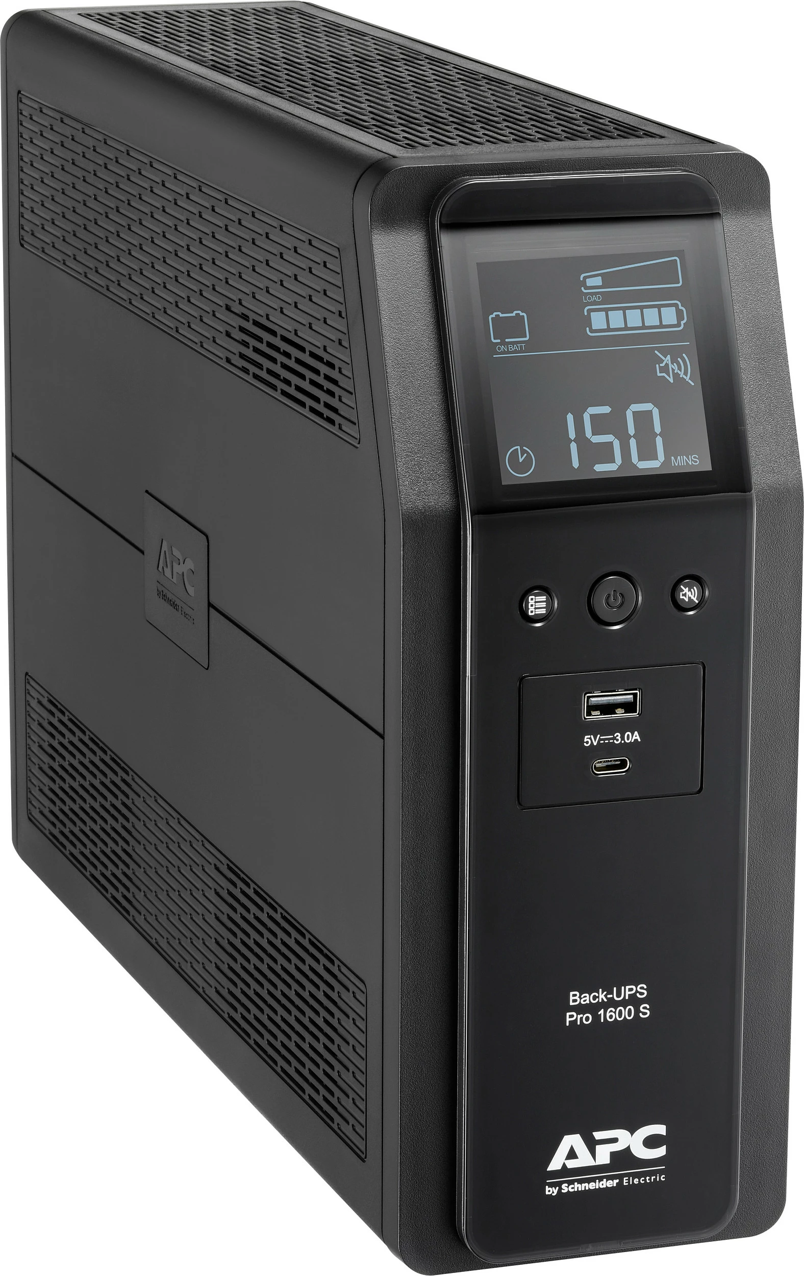 UPS APC Back-UPS Pro 1600S, 1600VA/960W, 8x IEC C13, Sine Wave, AVR, LCD, USB-A + USB-C, Mini Tower, e zezë