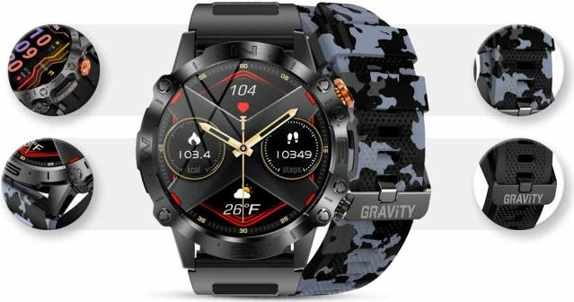 Smartwatch Gravity unisex, e zezë