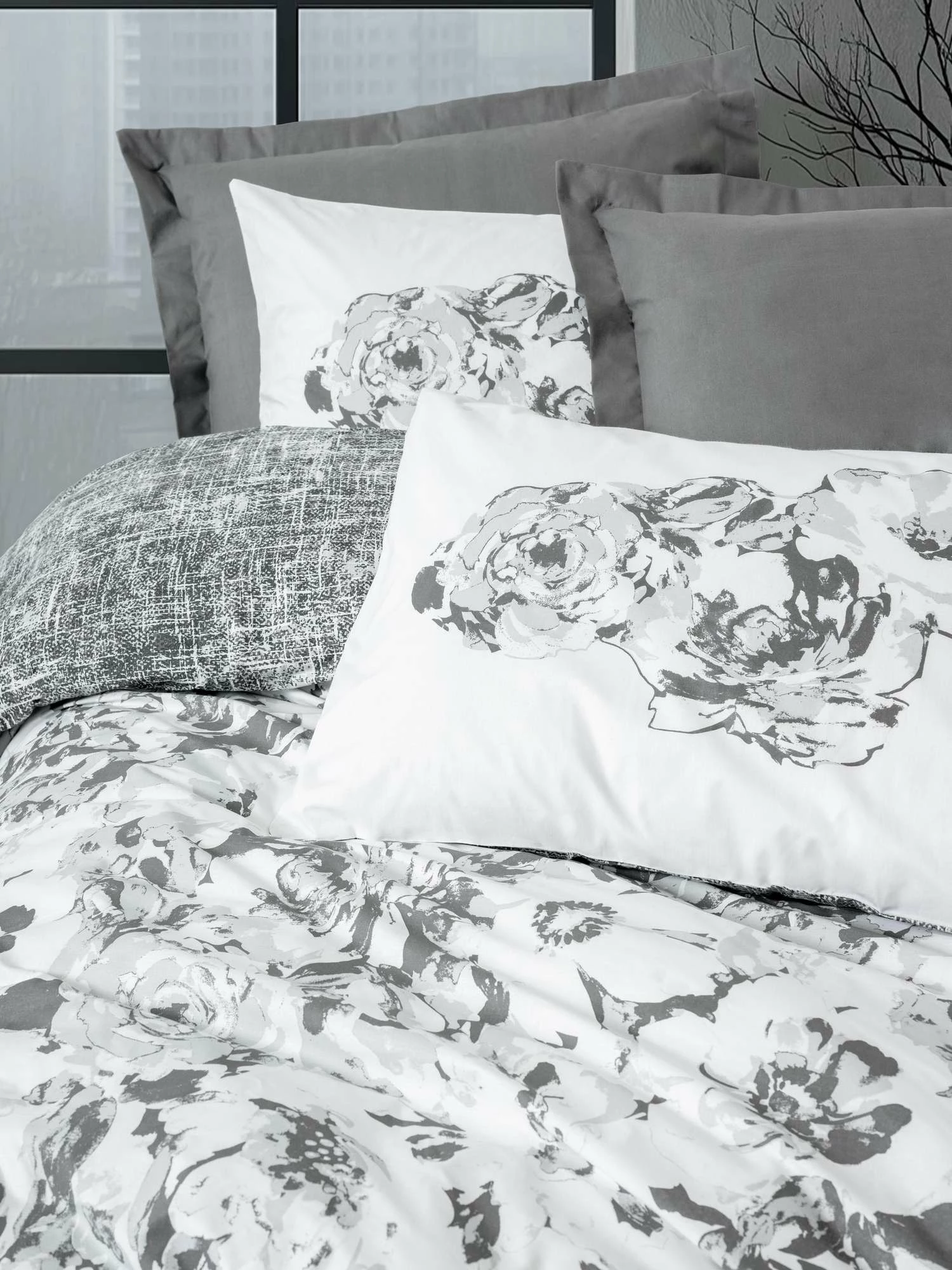 Set mbulesë për jorgan dopio, ngjyrë antracit, L'Essentiel Linge de Maison, Florva