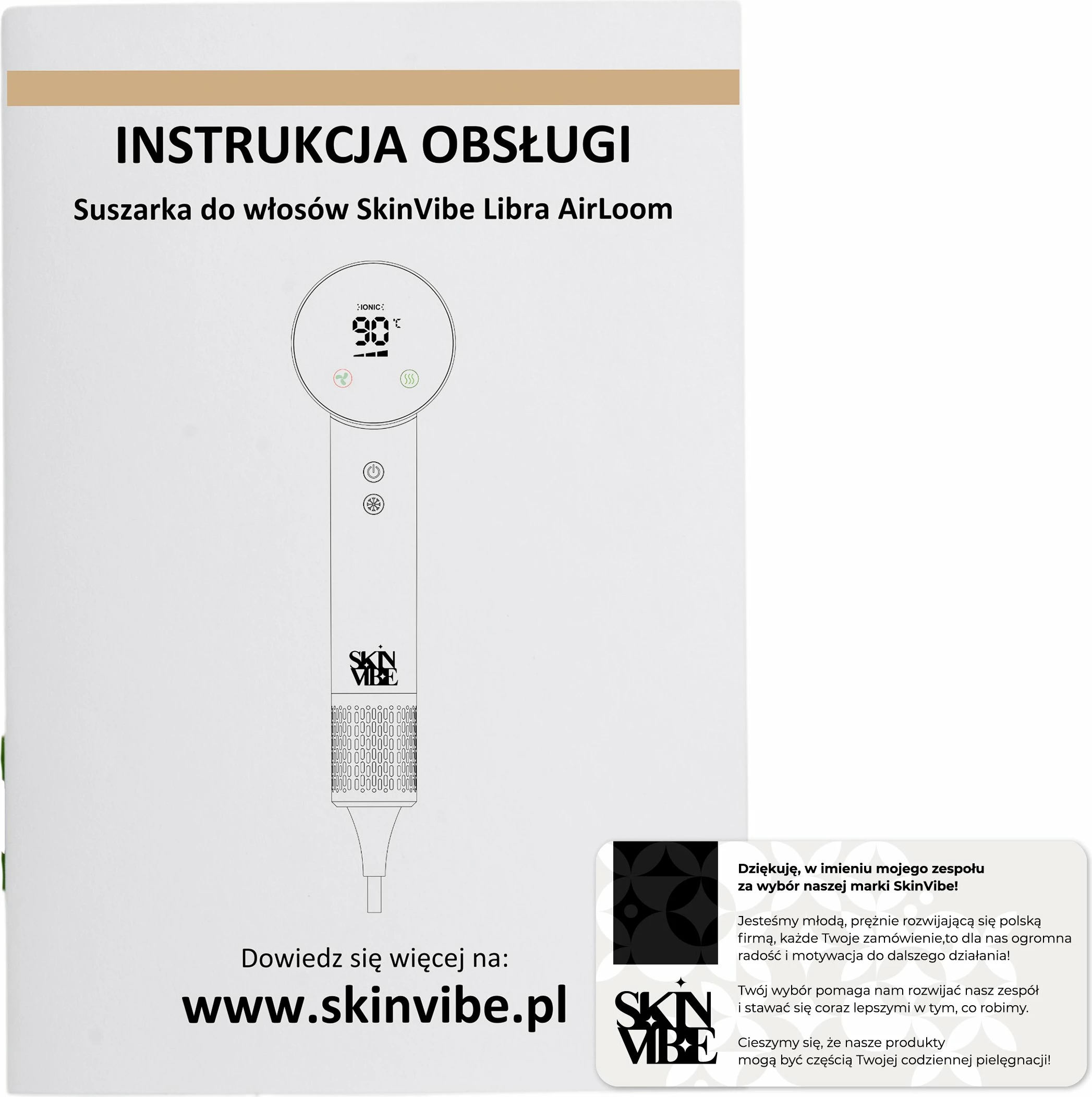Tharëse flokësh SkinVibe Libra AirLoom SV-002BK 1500W me jonizim dhe cold shot, me 3 aksesorë magnetikë, zi-ari