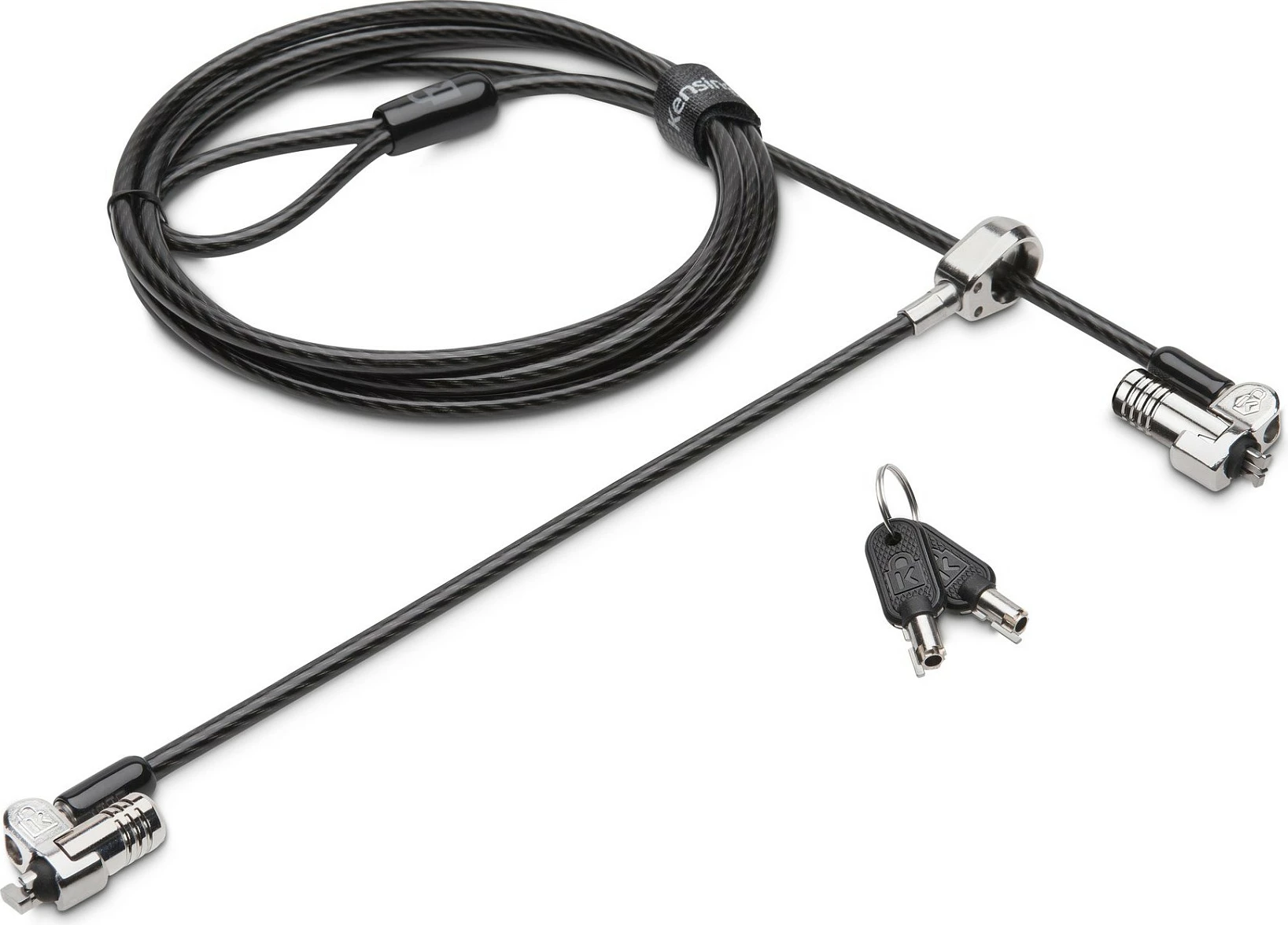 Kabllo sigurie Kensington NanoSaver Dual Head, me çelës, 1.8m, e zezë/çelik inox