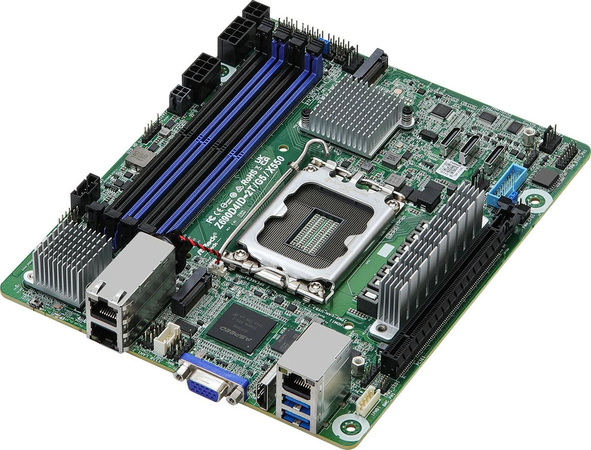 Pllakë amë ASRock Z690D4ID-2T/G5/X550, mini ITX, Socket 1700, DDR5, 10Gb Ethernet, e gjelbër