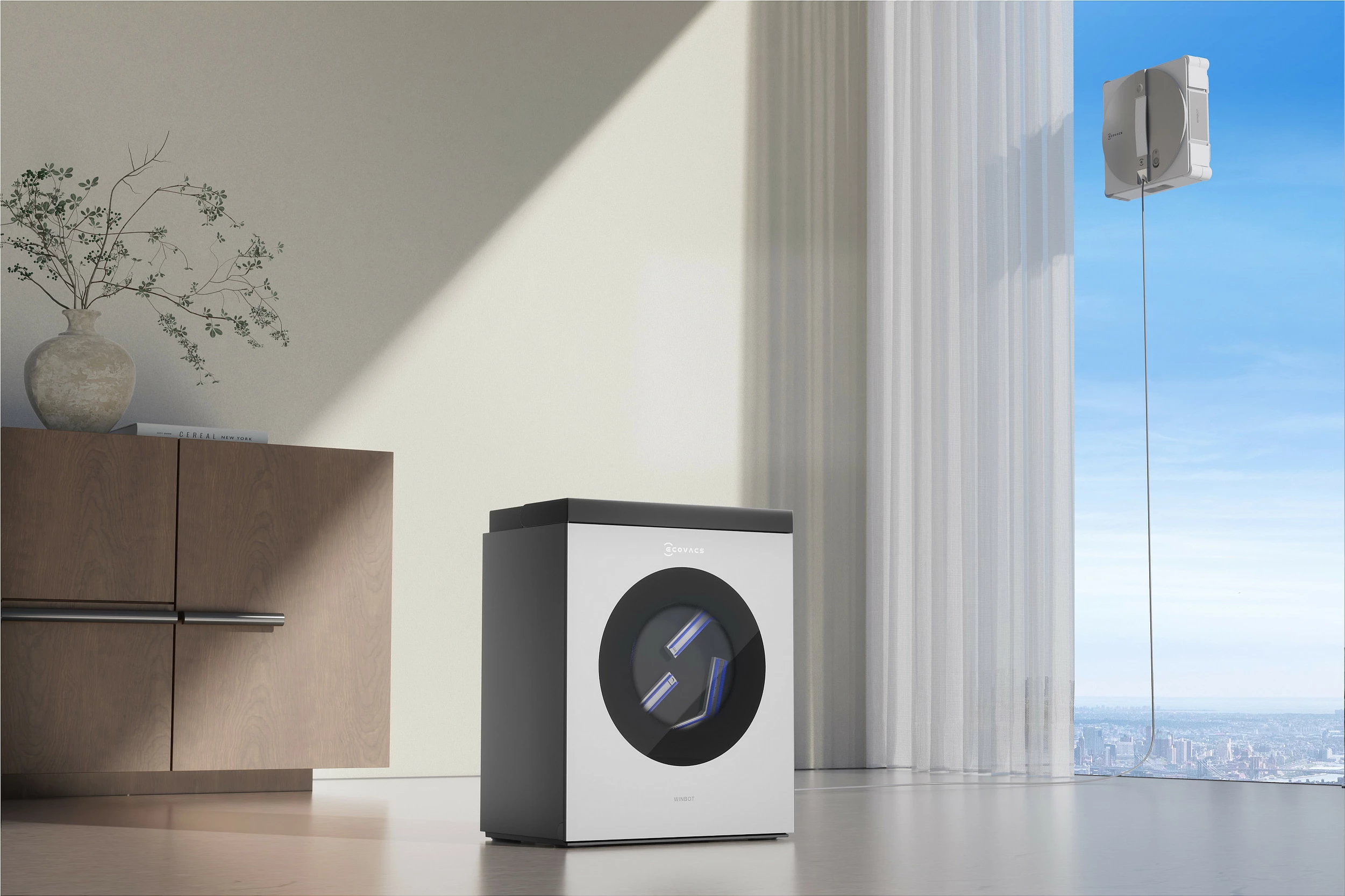 Robot pastrues dritaresh ECOVACS WINBOT W3 OMNI, 8000 Pa, 95 W, argjend/bardhë