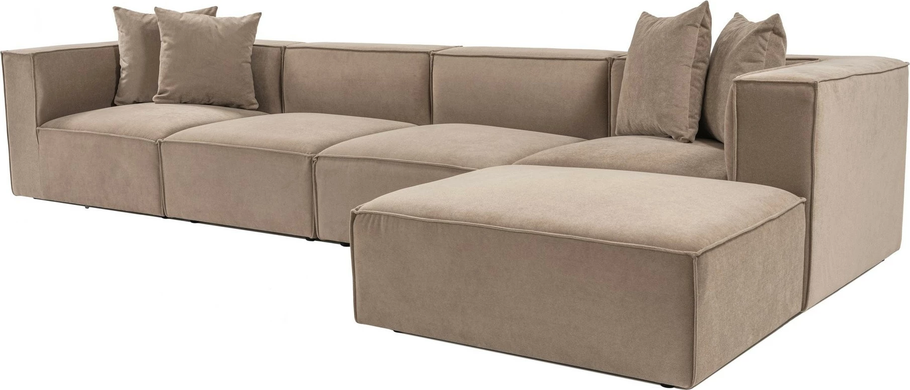 Kënd-sofë Sora me pouffe, ngjyrë kapuçino, Atelier del Sofa