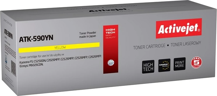 Toner zëvendësues Activejet ATK-590YN për printer Kyocera, 5000 faqe, i verdhë