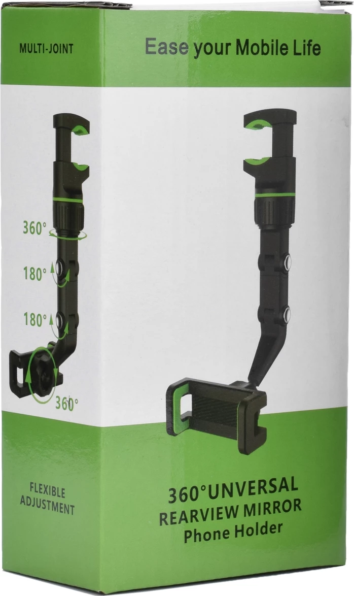 Mbështjellës për celular Hurtel, për pasqyrë të makinës, i rregullueshëm, i zi/gjelbër