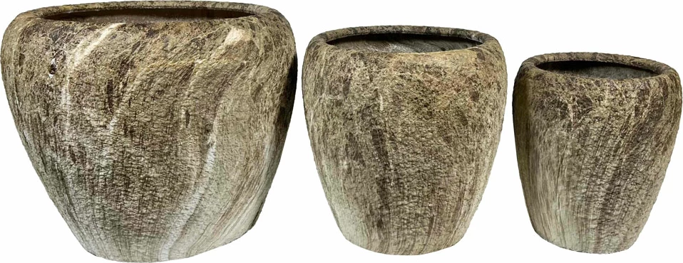 Set vazo NANGA, 3 copë, qeramikë, bezhë-kafe, 42x42x35cm