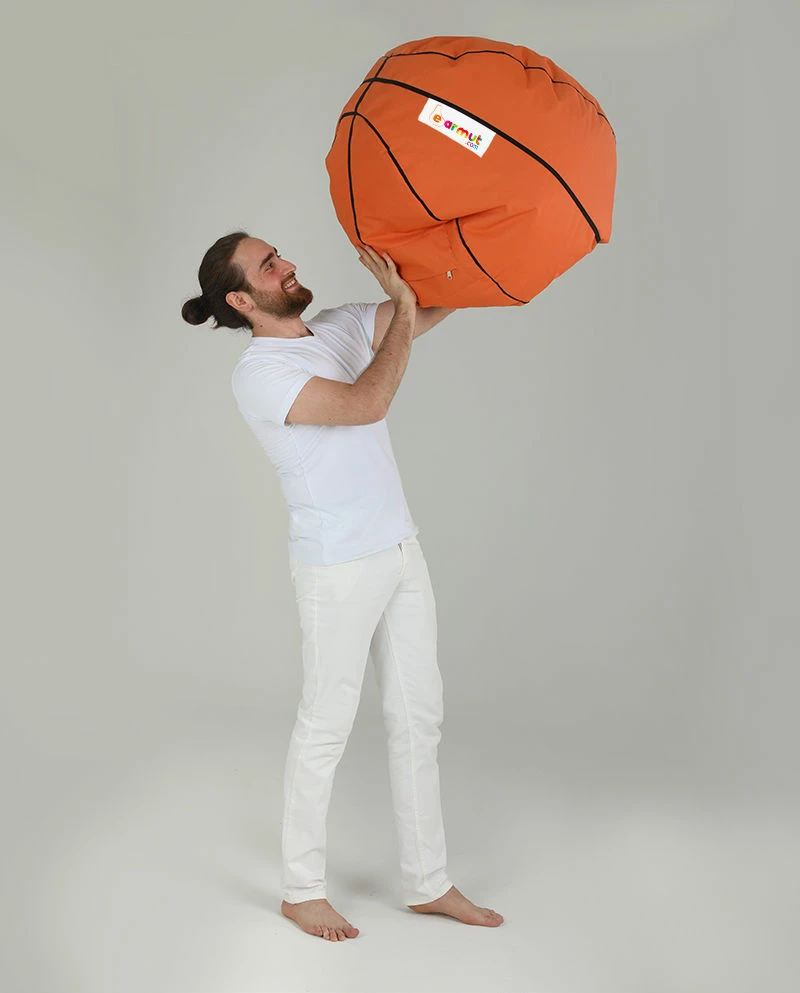 Puf kopshti për fëmijë, formë basketbolli, ngjyrë e kuqe qeramike, Atelier del Sofa