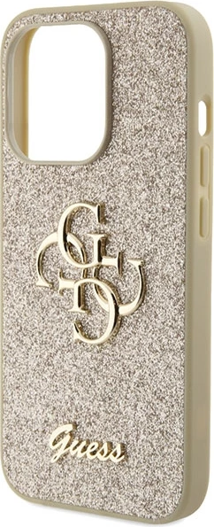 Mbështjellës Guess Glitter Script Big 4G për iPhone 15 Pro Max, Ari