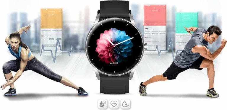 Smartwatch Gravity për femra, zi-e argjendtë
