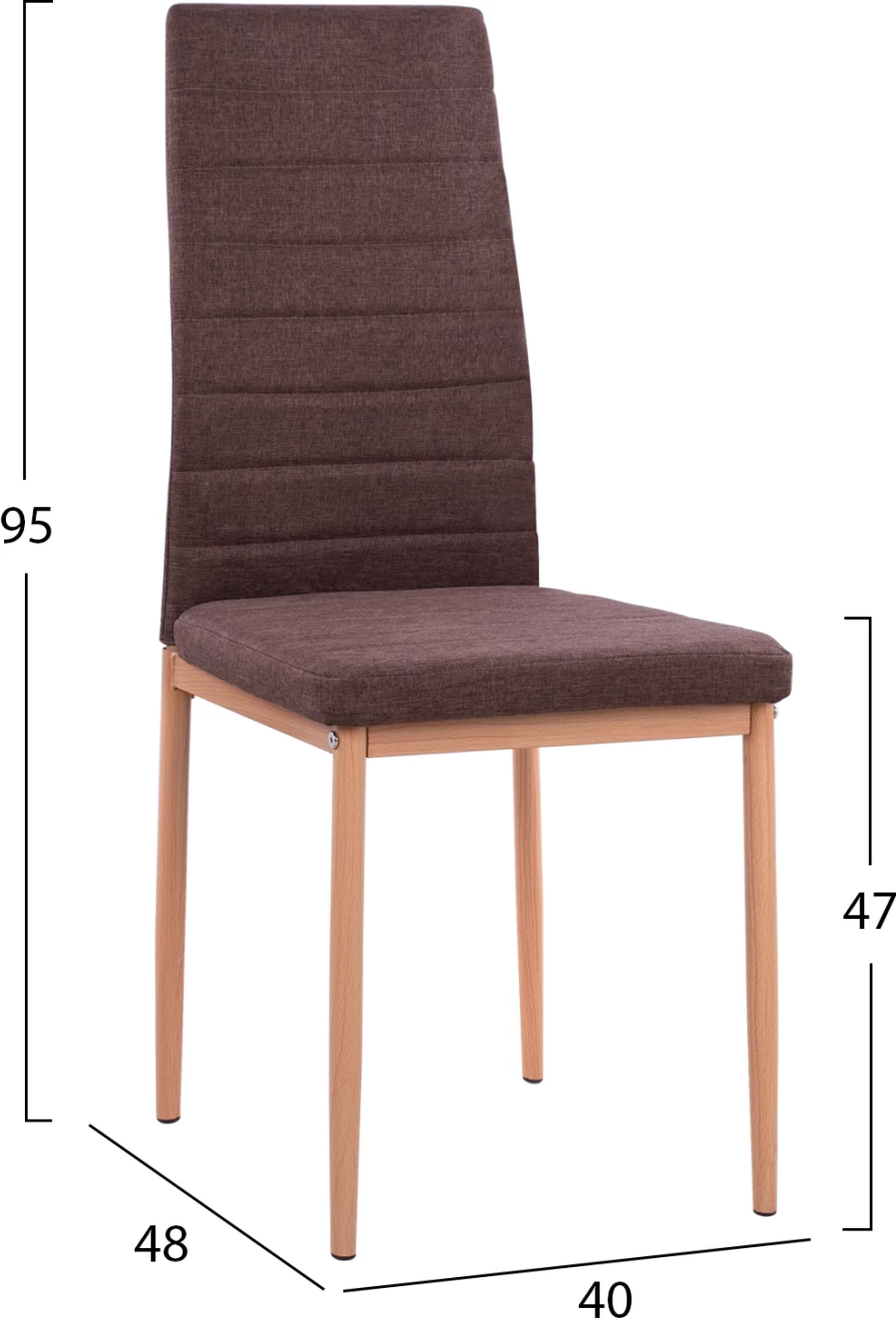 Karrige metalike Lady FH0037.13, pëlhurë kafe me kornizë metalike K/D 40x48x95 cm, set prej 4 copash