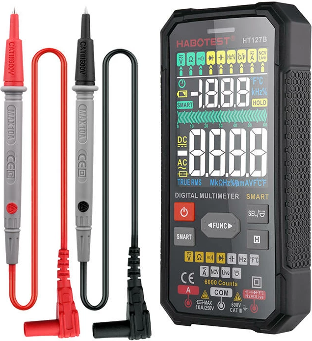 Multimetër digjital Habotest HT127B, universal, me ekran të madh, i zi