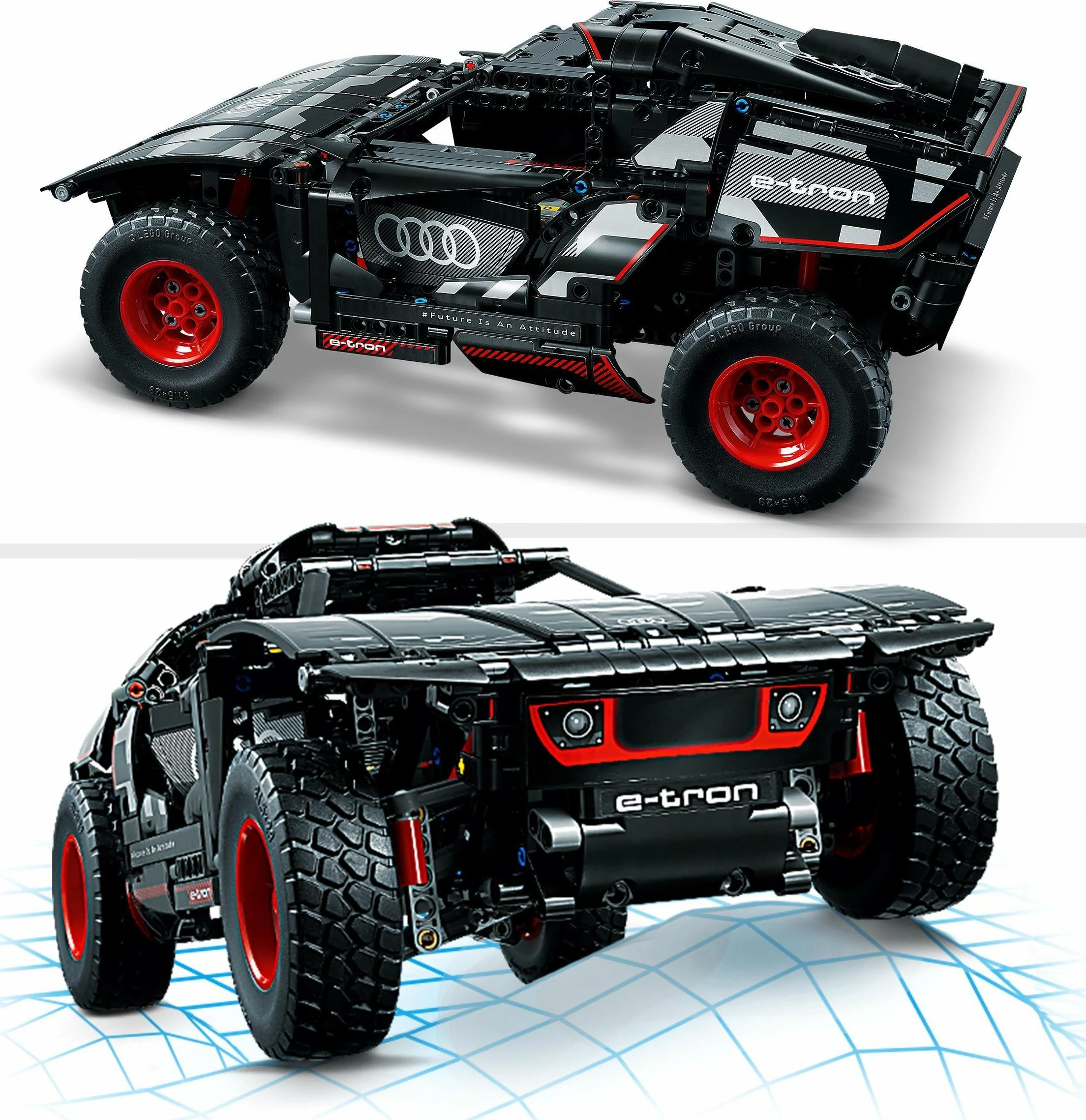 Set LEGO Technic Audi RS Q e-tron 42160, 914 copë, RC me CONTROL+ app, 10+, e zezë/kuqe