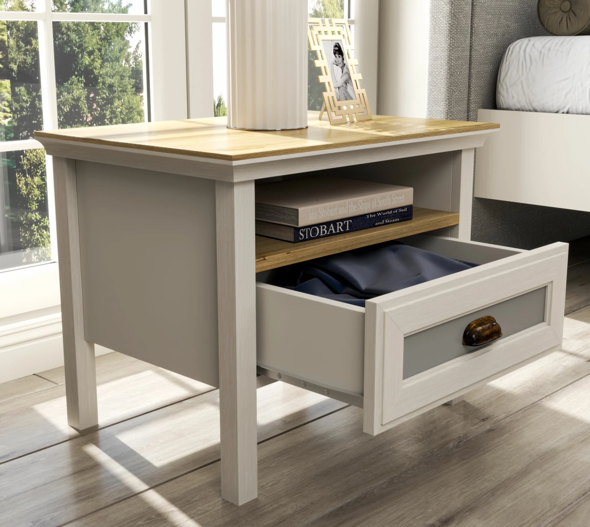 Komodinë nate Skye Decor, FRN-21017, krem, lis, gri