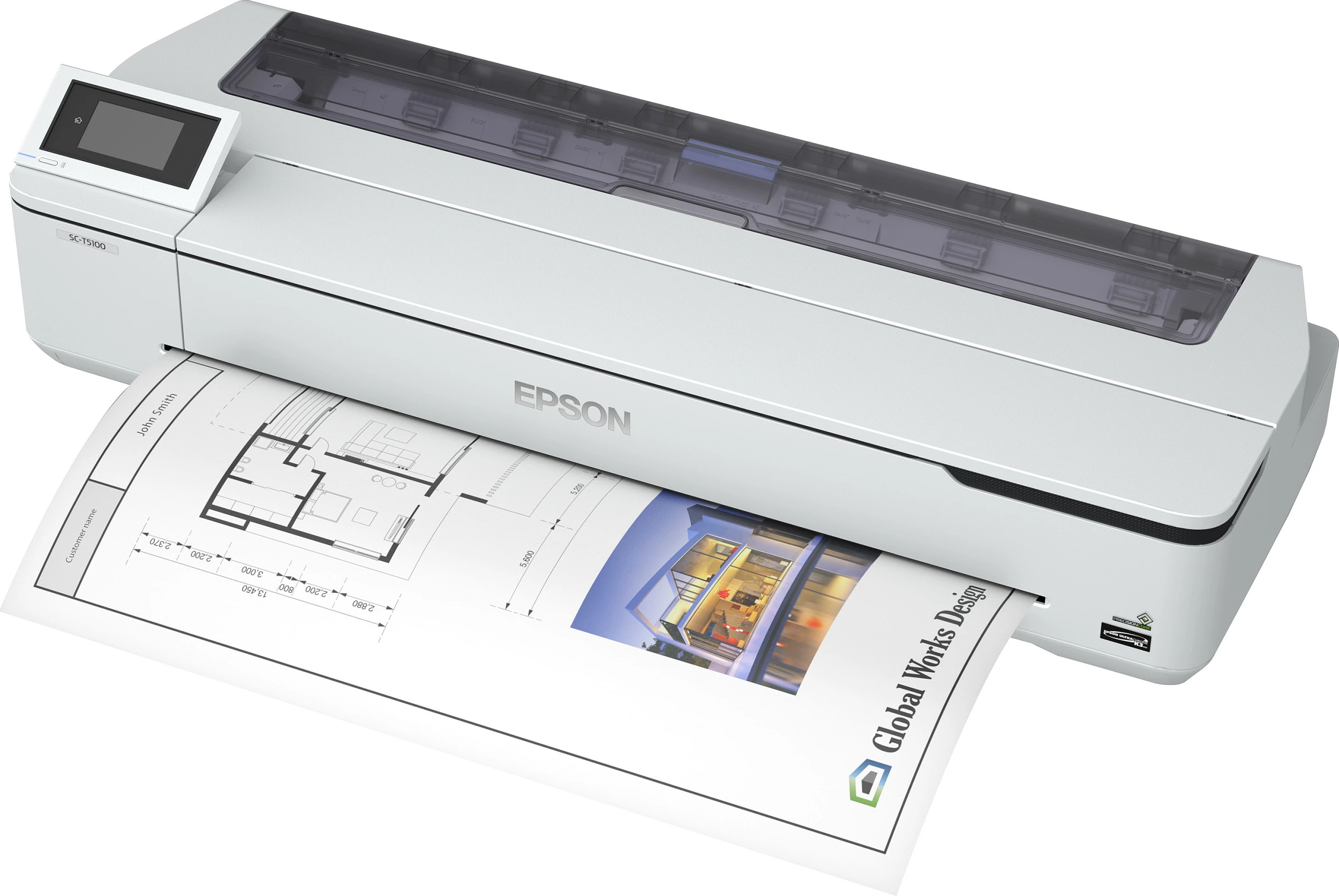 Printer madhformat Epson SureColor SC-T5100N, A0, 2400x1200 DPI, Wi‑Fi/Gigabit Ethernet, touchscreen, i bardhë