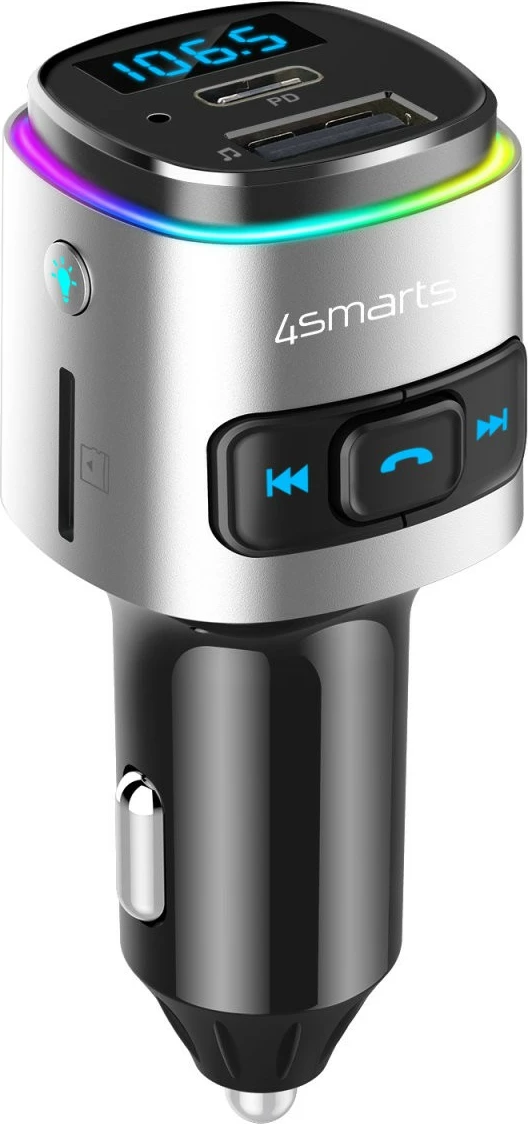Transmetues Bluetooth FM 4smarts 456201, USB Type-A, MicroSD, Handsfree, i zi/argjendtë