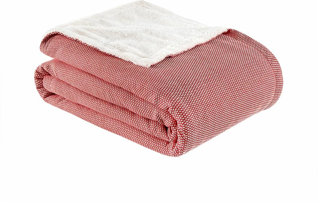 Batanije dopio, pambuk 100%, e kuqe, L'Essentiel Linge de Maison, Likya, 195x220cm