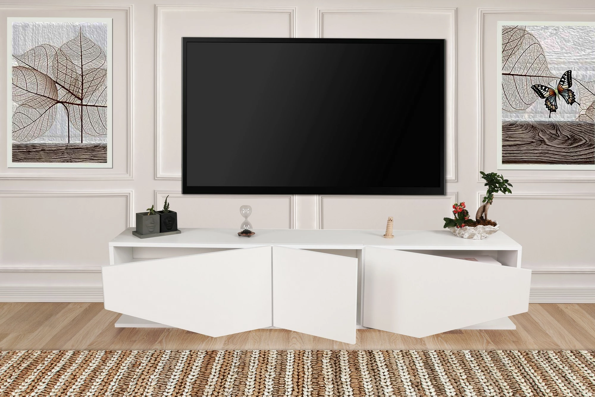 Komodë TV Hanah Home, Inci, e bardhë
