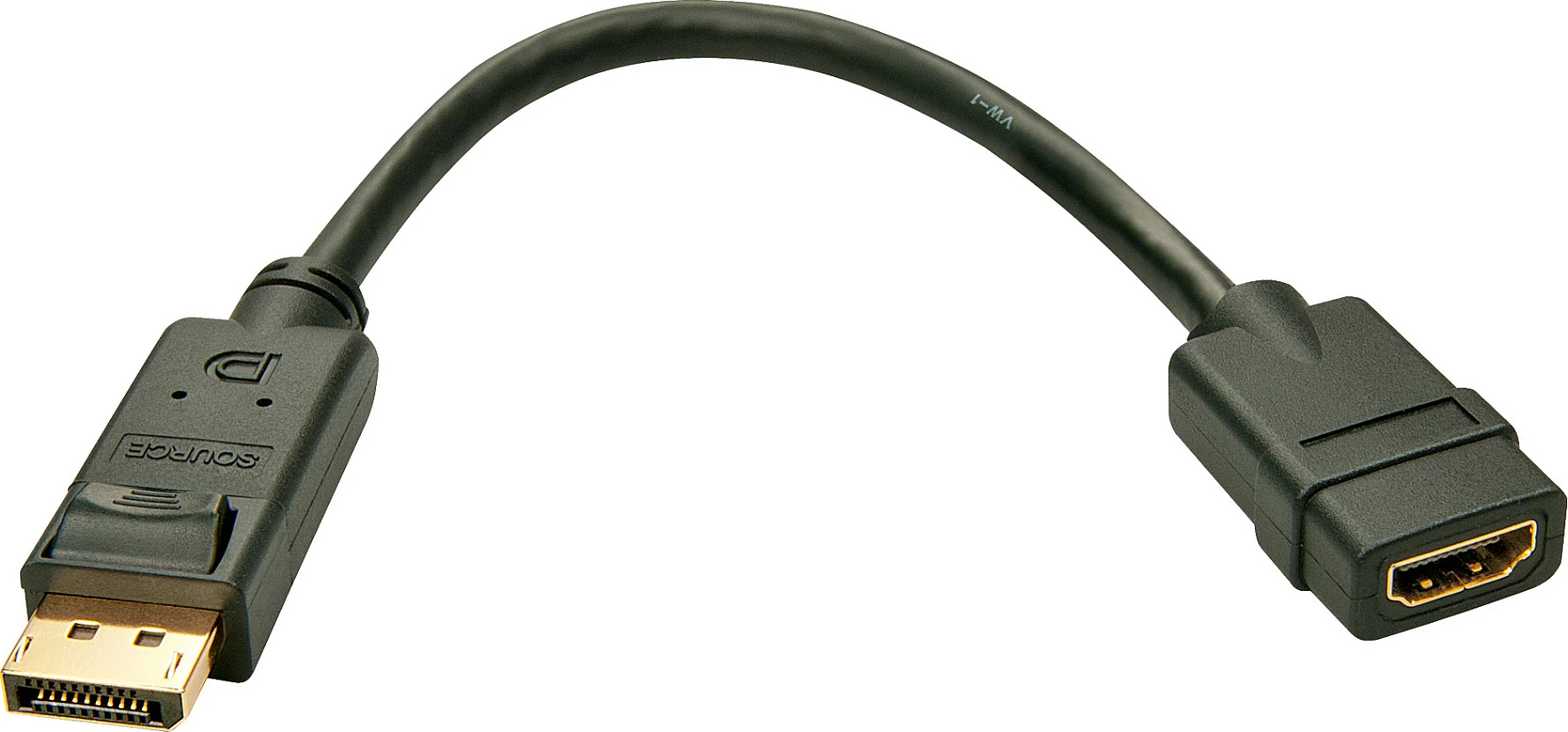 Adaptor/konvertues Lindy DisplayPort 1.2 në HDMI 1.3, 0.15 m, i zi