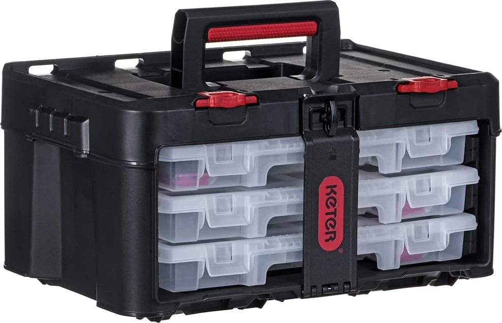 Kutia e Veglave KETER Stack'N'Roll me 3 organizues, e Zezë