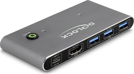 Switch KVM HDMI DeLOCK 8K 60Hz, USB 5Gbps, antracit