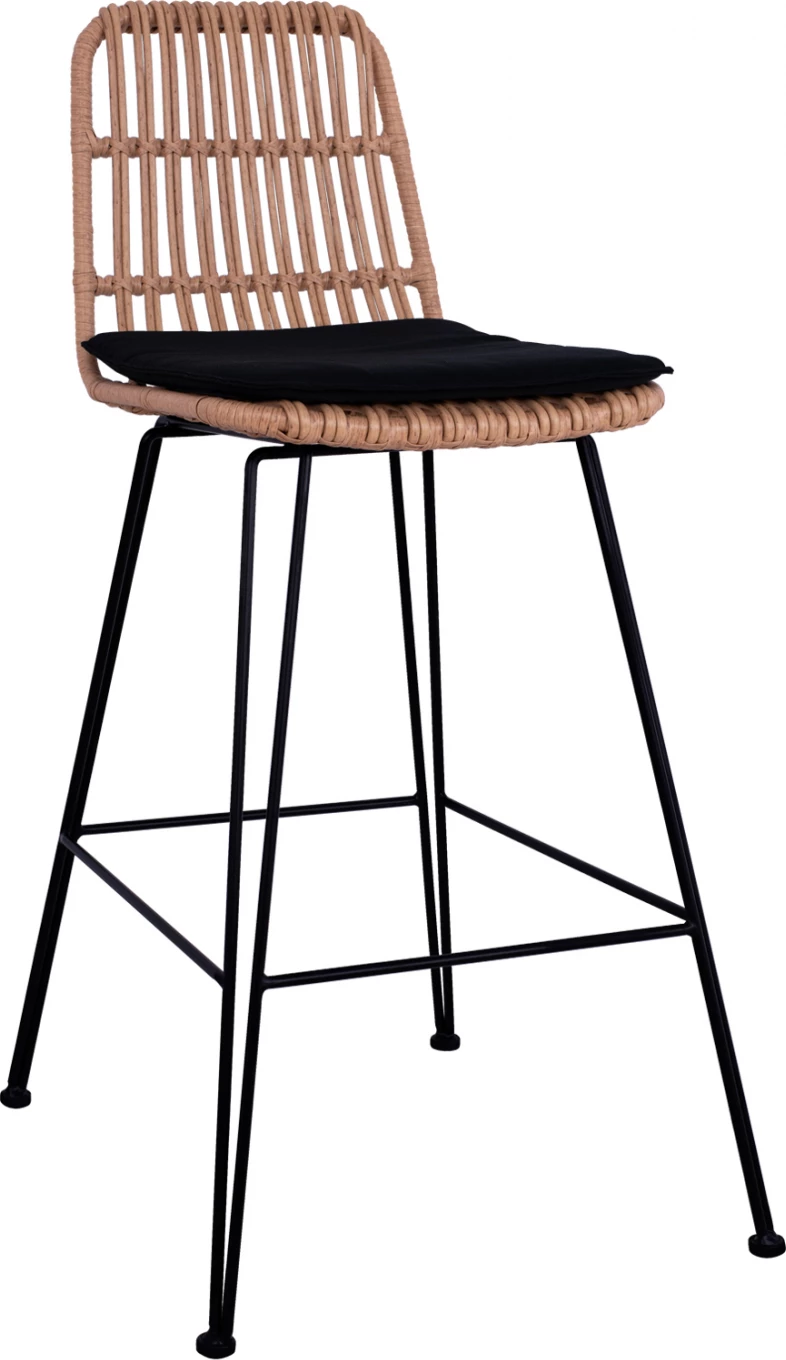 Karrige për bar metalike me jastëk Allegra FH5452 me thurje ngjyrë bezhë 56x60x109cm