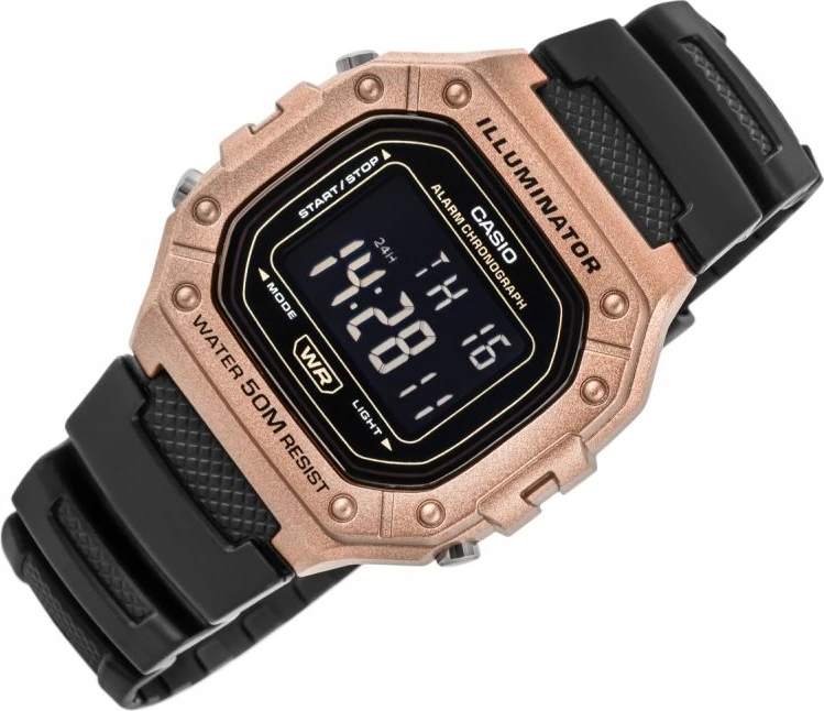 Orë dore për meshkuj CASIO, e zezë