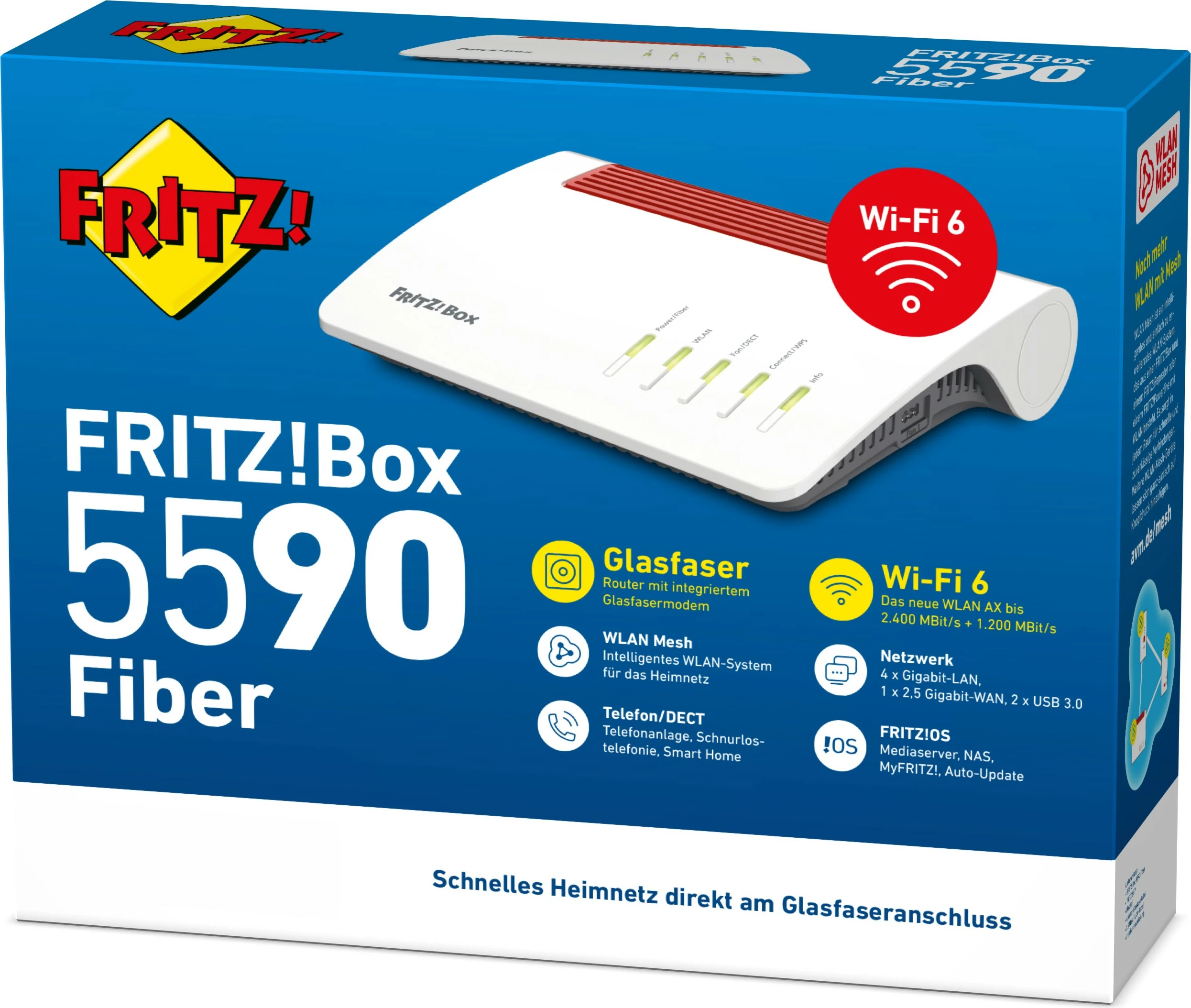 Router AVM FRITZ!Box 5590 Fiber, Wi-Fi 6, Dual-band, Bardhë