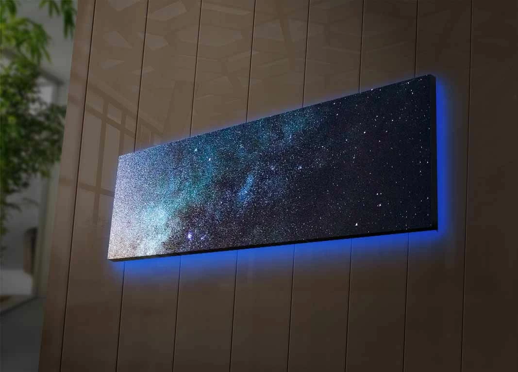 Pikturë dekorative me drita LED, kanavacë, shumëngjyrëshe, 30x90cm, 3090NASA-012