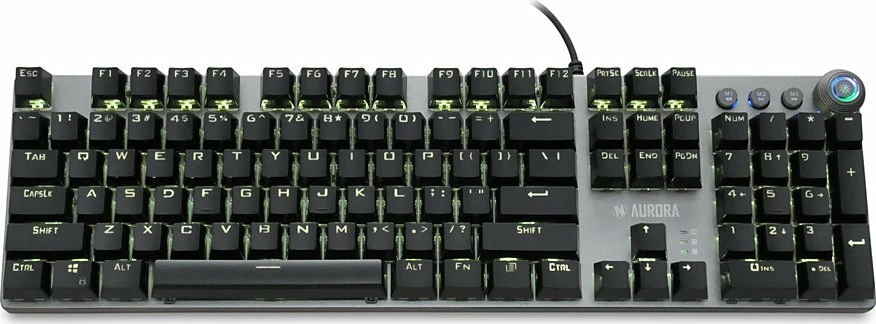 Tastierë mekanike gaming iBOX Aurora K-4 IKGMK4, RGB, KRGD Red Switch, full-size, me mbështetëse dore, argjend