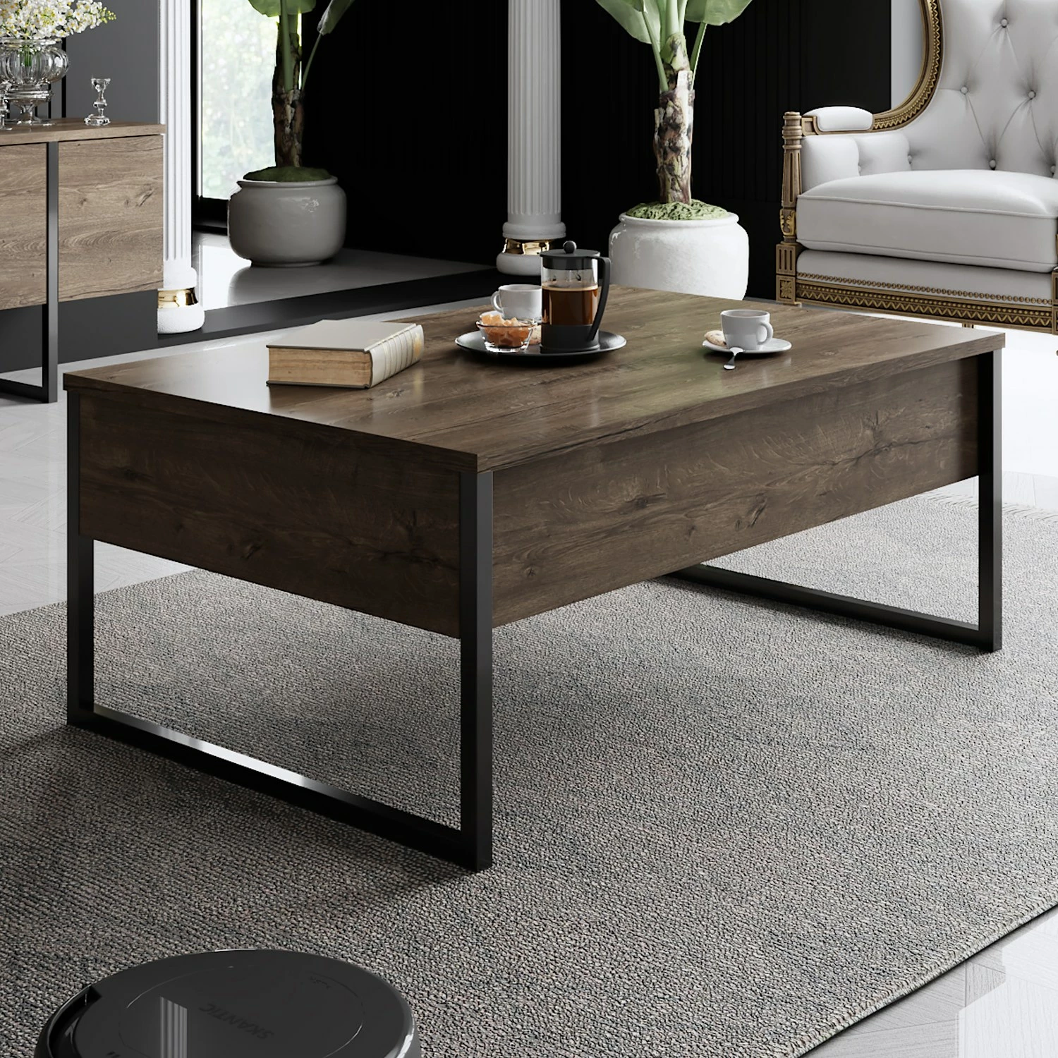 Tavolinë kafeje Hanah Home, Luxe, ngjyrë arre dhe e zezë